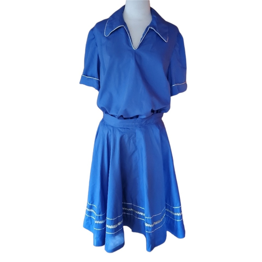 Vintage Blue w/Metallic Silver Trim Western‎ Skirt